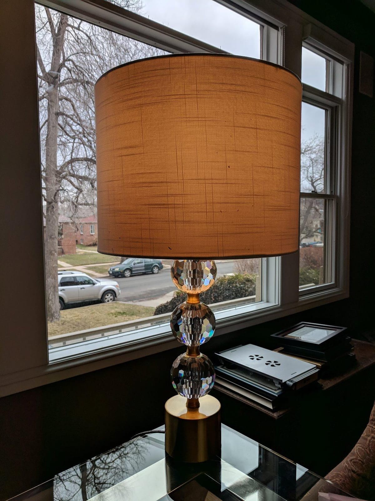 JONATHAN Y Ashley Crystal Faceted Orb Table Lamp 25.25