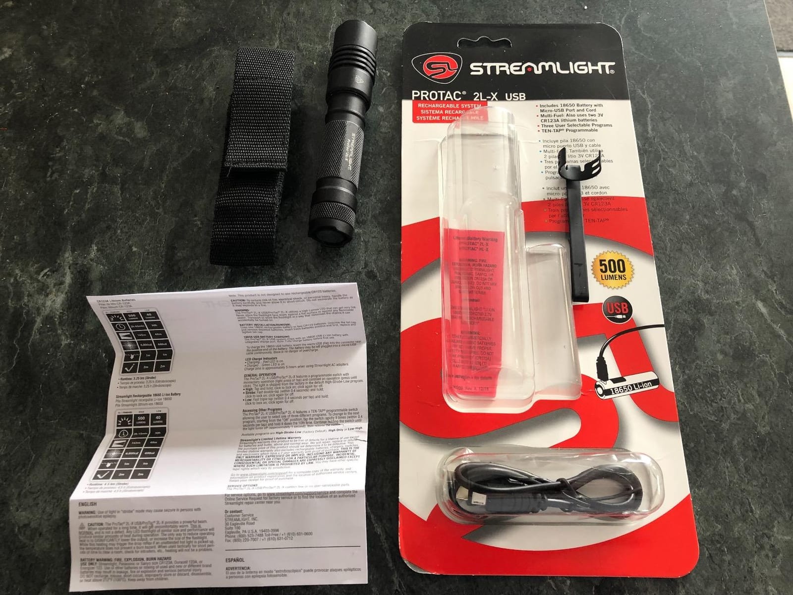 Streamlight 88083 ProTac 2L-X USB Tactical Flashlight, Black | 500 lumens; 6,800 candela; 165-meter beam; USB rechargeable capable; IPX7 waterproof customer photo 1