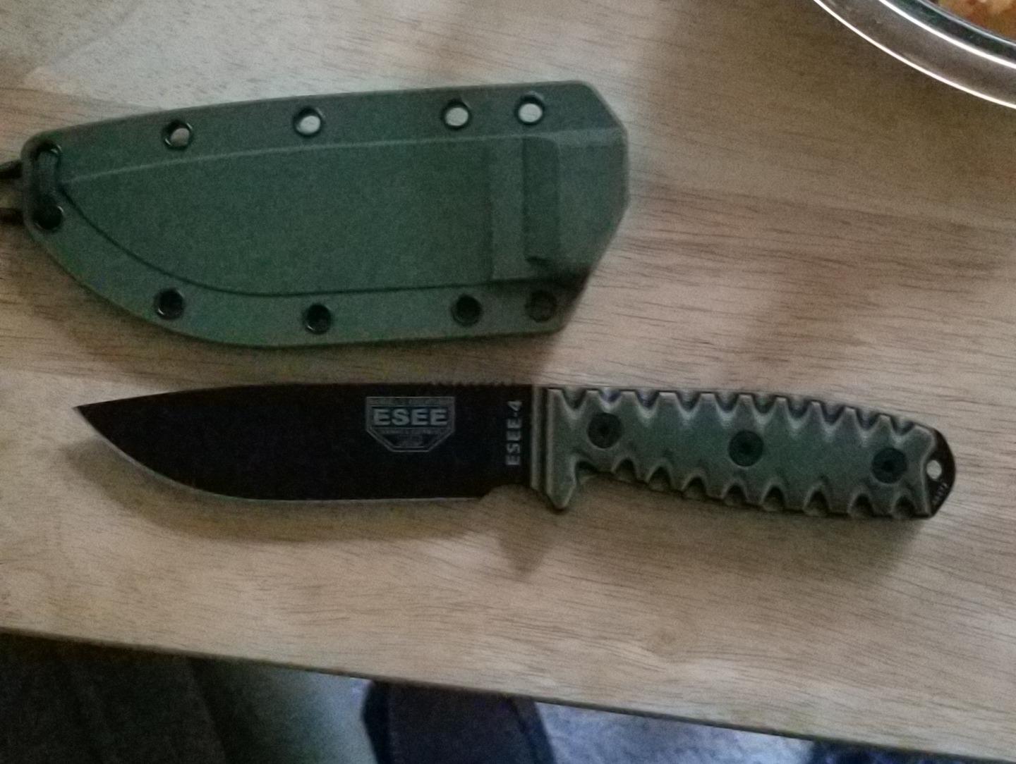 ESEE 4P Survival Fixed Blade Knife, OEM Sawtooth Handle Design, Black Sheath customer photo 2