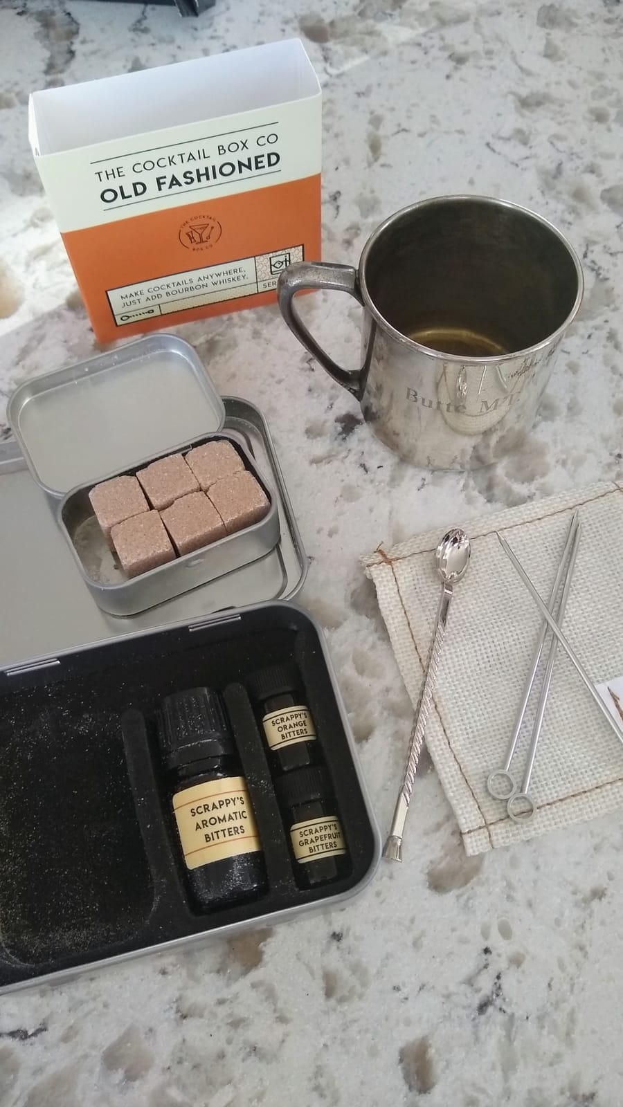 The Cocktail Box Co. Old Fashioned Cocktail Kit - Compact Plane Cocktail Kit for Travel - Includes Bitters & Old Fashioned Cubes - Standard Packaging customer photo 1
