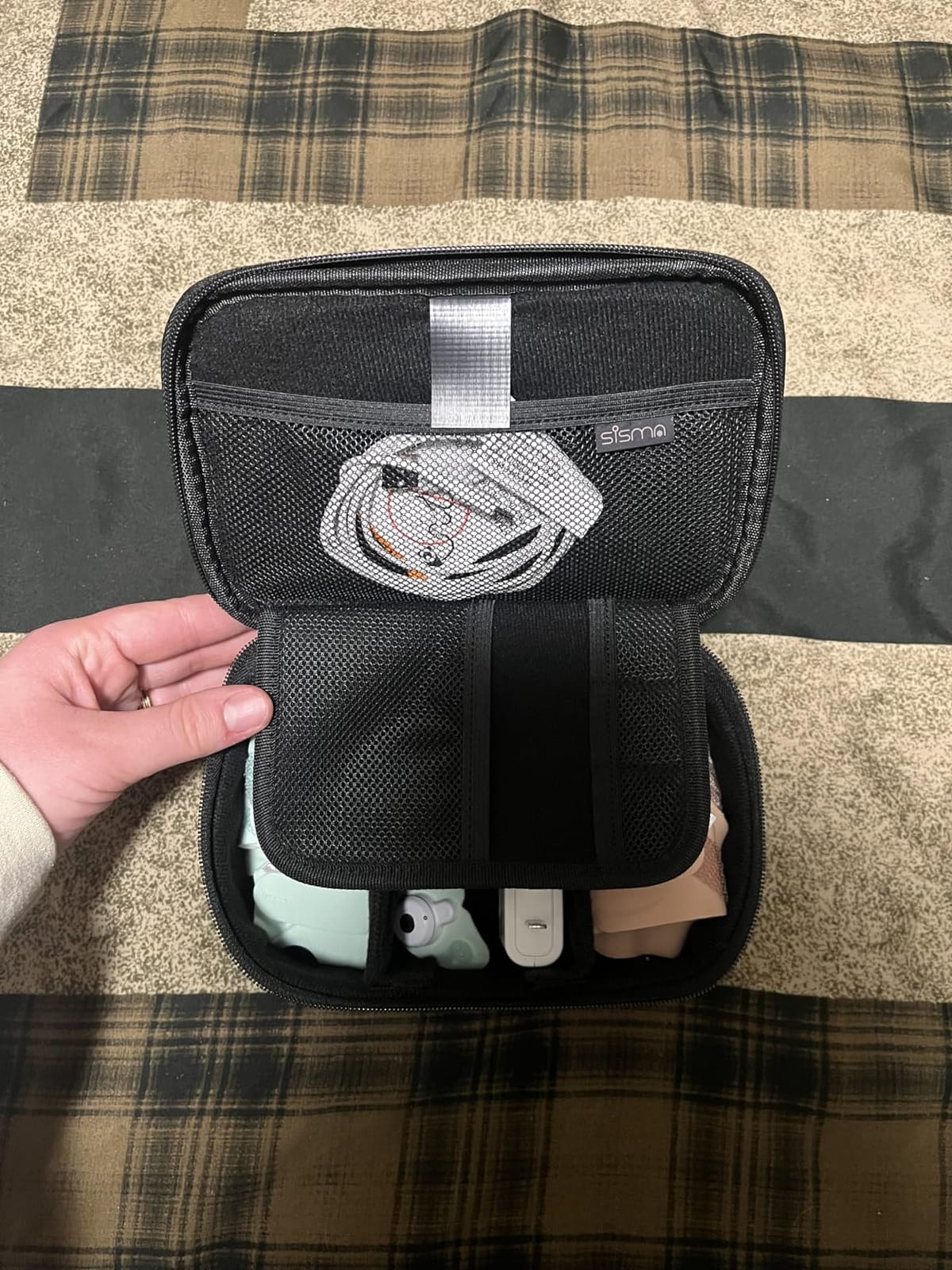 sisma Travel Electronics Organizer Small Carrying Case for Cables Phone Chargers USB Plugs Power Cords Earbuds Adapter Tech Accessories Pouch -Grey customer photo 2