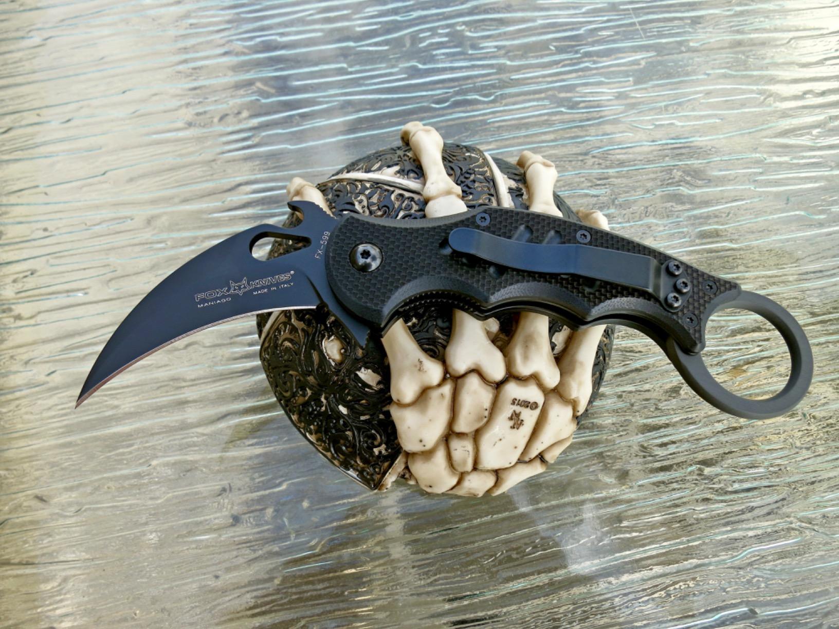 Fox Knives FX-599 G10 Black Emerson Wave Folding Karambit Knife, Hawkbill | N690Co Stainless Steel Blade, Black Idroglider Finish, Pocket Clip, Safety Ring, Liner Lock, EDC Knife Foldable Karambit customer photo 2