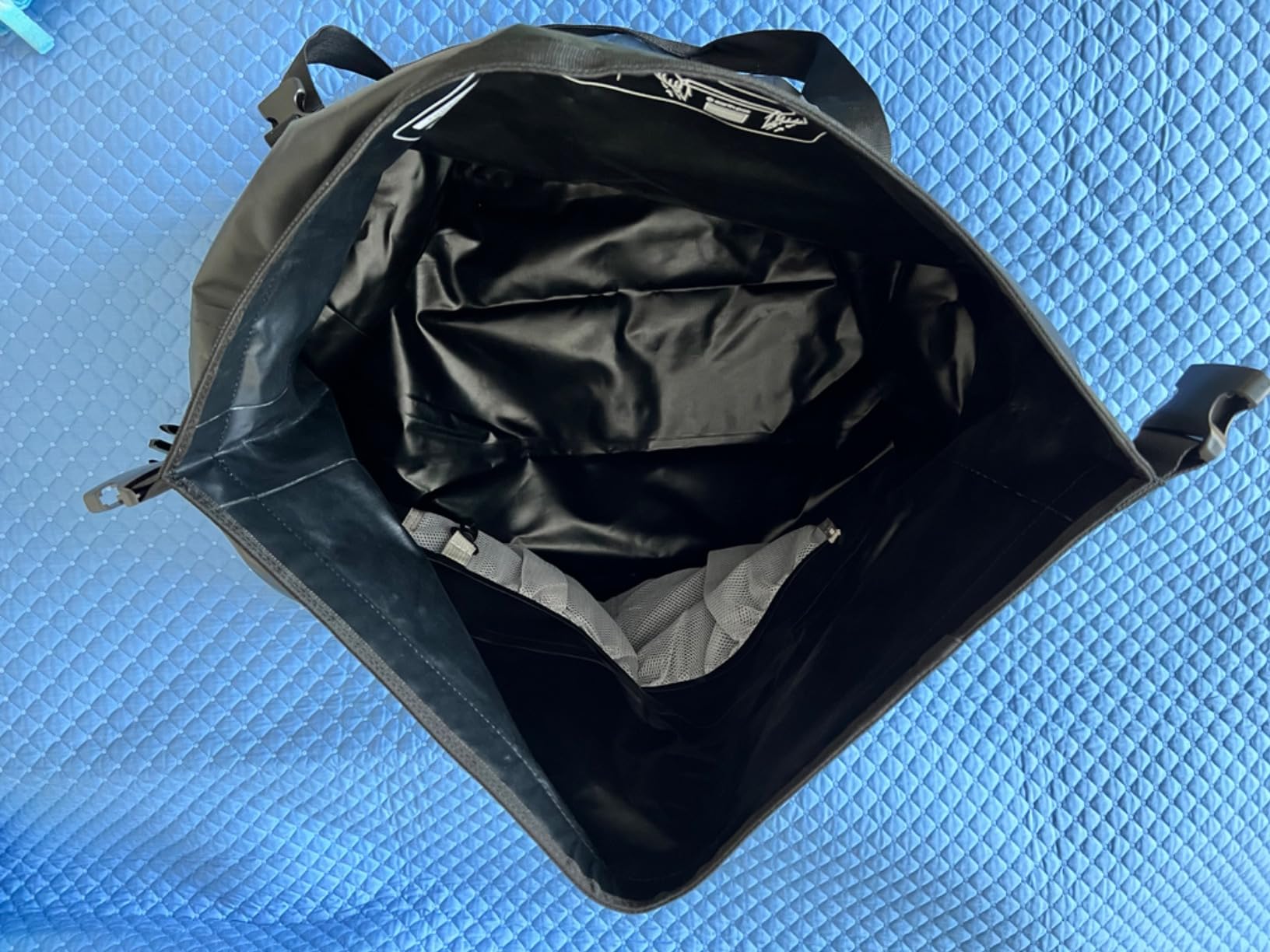 Waterproof Dry Bag Duffel - Marine Boating Kayaking Fishing Canoe 50L | 500D PVC construction with thermo welded seams keeps gear dry for boaters, kayakers, and anglers. Blue, 50L customer photo 2