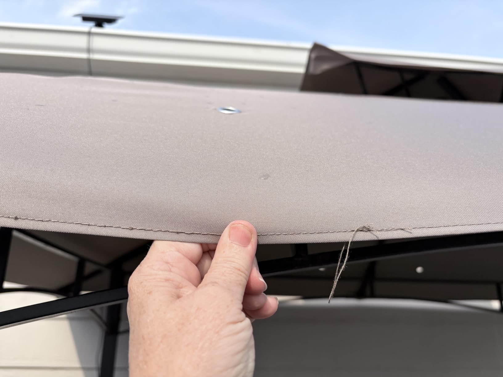 Garden Winds Custom Fit Replacement Canopy Top Cover Compatible with Aldi Gardenline Belavi 8' x 5' Grill Gazebo – Beige customer photo 1