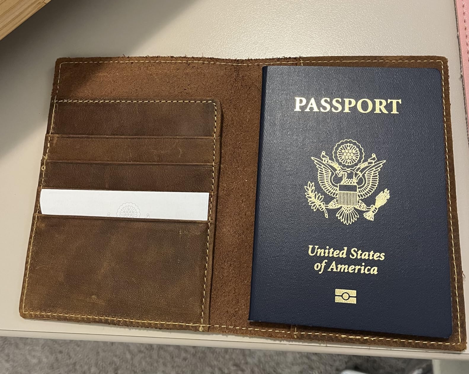 Leather Travel Wallet with Passport Holder - 5.5