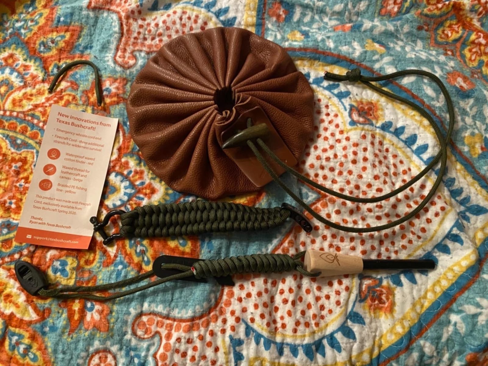 Texas Bushcraft Fire Starter Survival Kit - Ferro Rod Flint Fire Steel, Striker Tool | Cowhide Leather Tinder Bag | Emergency Paracord Bracelet Camping Gear customer photo 1