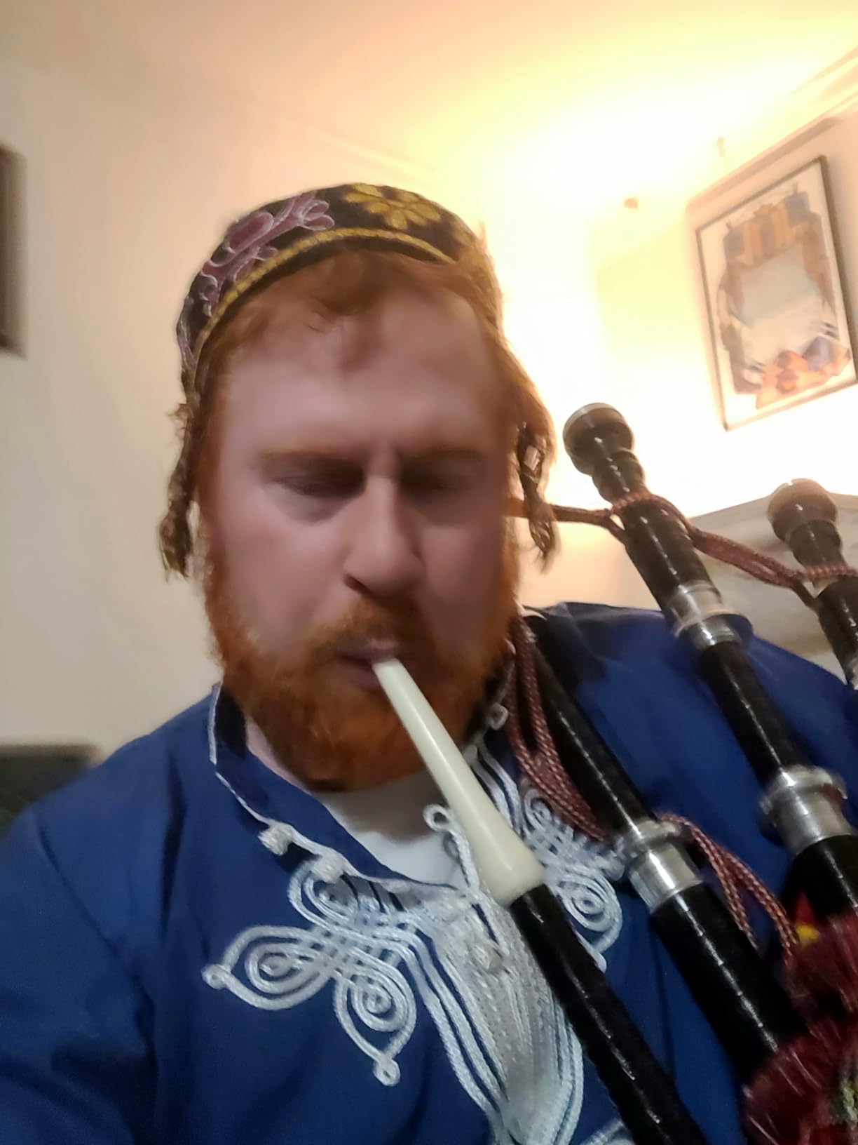 AAR Scottish Bagpipe Rosewood Royal Stewart Tartan Black Finish with Silver Plain Mounts Free Tutor Book, Carrying Bag, Drone, Reeds customer photo 1