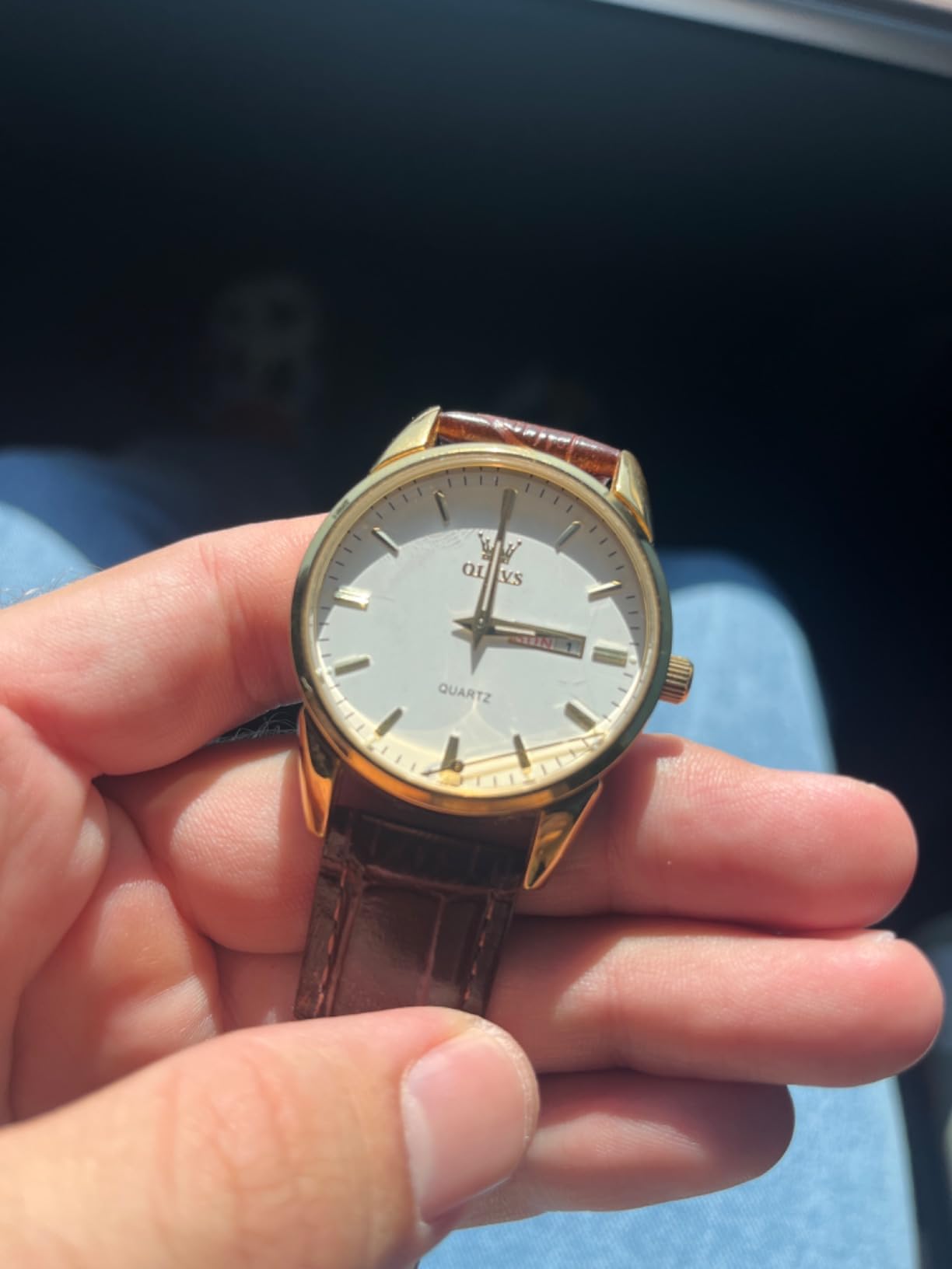QBAIZI Men's Casual Leather Watch, Easy to Read Three-Hand Analog Stainless Steel Watches for Men, Minimalist Day Date Waterproof Luminous Mens Quartz Wristwatch customer photo 1
