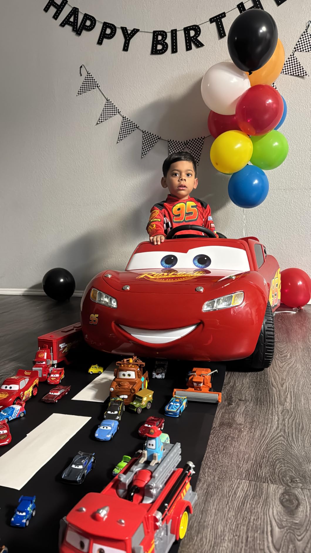 Huffy Cars Lightning McQueen 6V Ride-On with Engine Sounds, Ages 3-7 | LED Headlights, Foot Pedal Drive, Up to 2.5 MPH, 6V Rechargeable Battery, Wide Traction Tires, McQueen Graphics customer photo 1