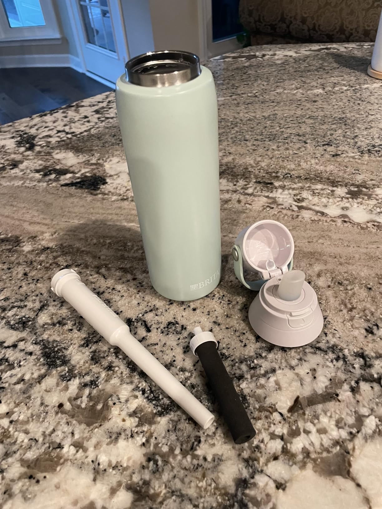 Brita Stainless Steel Premium Filtering Water Bottle, BPA-Free, Reusable, Insulated, Replaces 300 Plastic Water Bottles, Filter Lasts 2 Months or 40 Gallons, Includes 1 Filter, Glacier - 20 oz customer photo 1