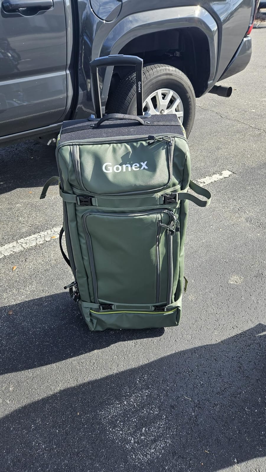 Gonex Rolling Duffle Bag with Wheels, Waterproof PVC Luggage, 25 in, Olive customer photo 2