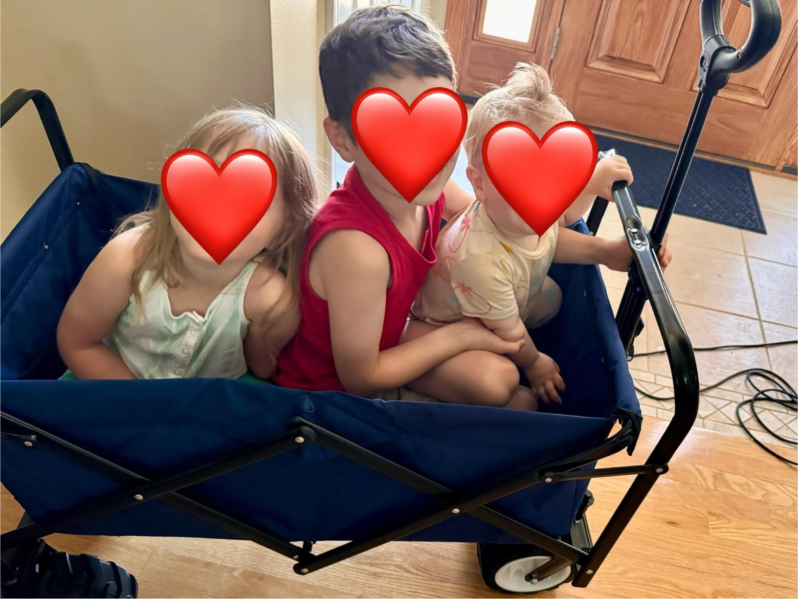 BEAU JARDIN Folding Push & Pull Beach Wagon 500 lbs Collapsible Foldable Wagons with Push Handle All Terrain Wheels Grocery Utility Camping Skiing Ice Fishing Sports Garden Wagon Cart Christmas Blue customer photo 1