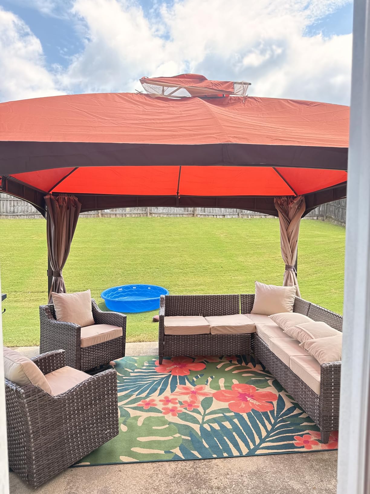 Eurmax USA High Performance Replacement Canopy Top for Lowe's Allen Roth Heavy Duty Gazebo Roof Gazebo Top with Air Vent 10X12 Cover #GF-12S004B-1, Replacement Top Only (Khaki) customer photo 2