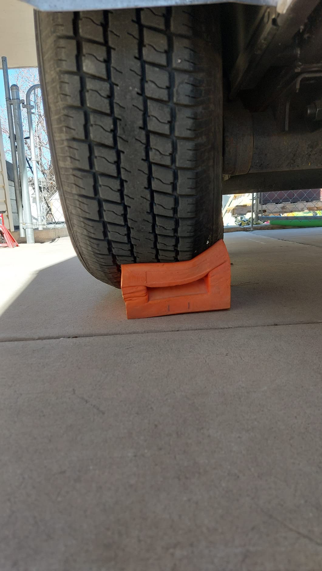 SECURITYMAN Heavy Duty Wheel Chocks (2 Pack) - Durable, Non-Slip, Solid Rubber Wheel Chocks for Boat Trailers, RV, Truck, Camper - Perfect on All Surfaces and in All Weather - Orange customer photo 2