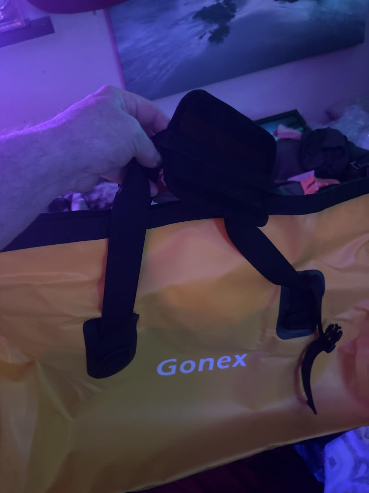 Gonex Waterproof Duffel Bag, 40L/60L/80L Roll-Top Travel Kayaking Dry Bag | Heavy Duty 600D PVC, Wet Pocket, Removable Interior Storage Pocket, Shoulder & Hand Carry, Paddleboarding, Camping, Motorcycle customer photo 2
