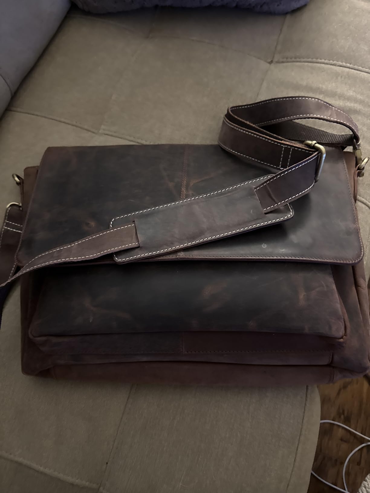 Leather Laptop Messenger Bag for Men and Women - Briefcase Crossbody Office customer photo 1