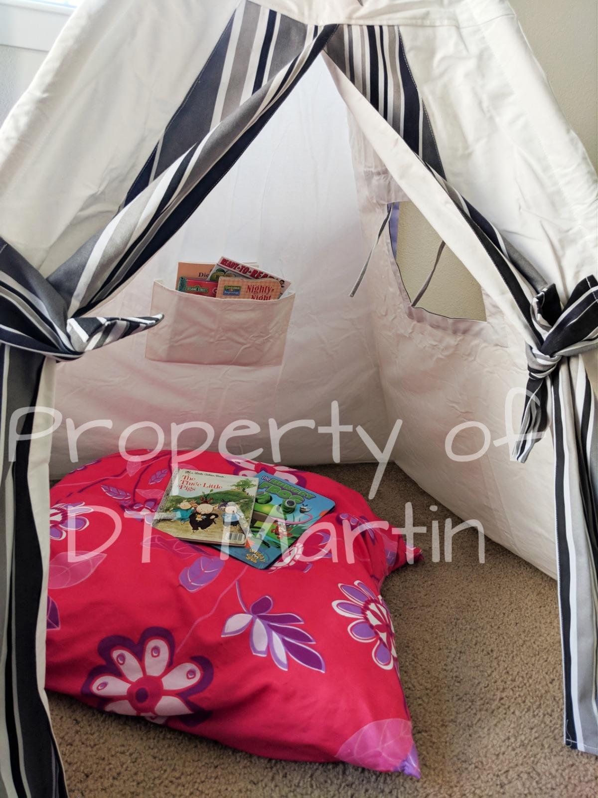 Teepee Tent for Kids - Play Tent with Mat, Indoor Outdoor Playhouse, Indian Canvas Tipi Wigwam, Children's Navy Chevron Teepee customer photo 2