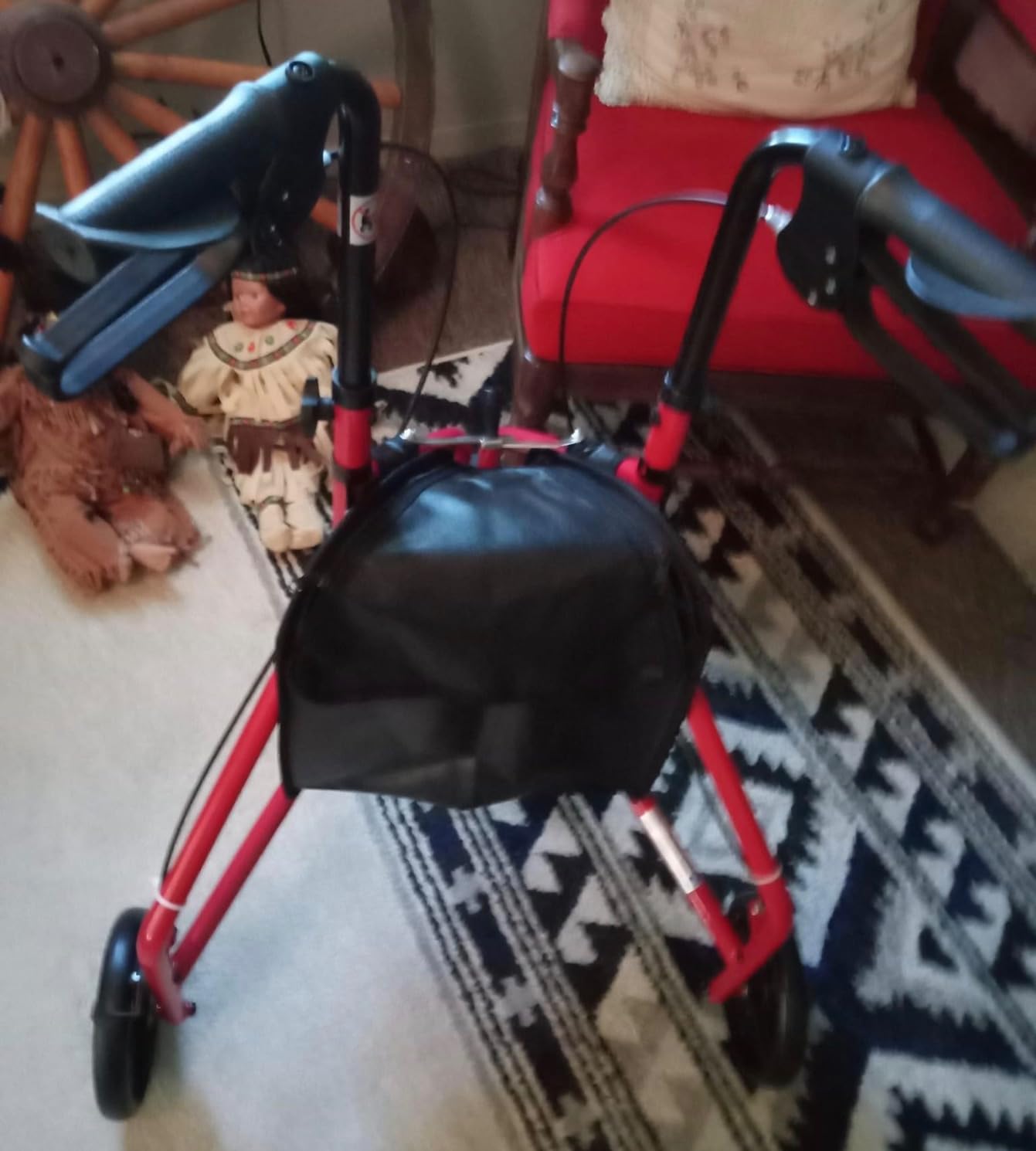 Dynarex DynaGo Zoom Rollator is Foldable, Lightweight, and Travel Friendly, This 3-Wheel Rolling Walker has a 250 Lb. Weight Capacity, Includes a Large, Removable Storage Pouch, Red Frame, 1 Rollator customer photo 1