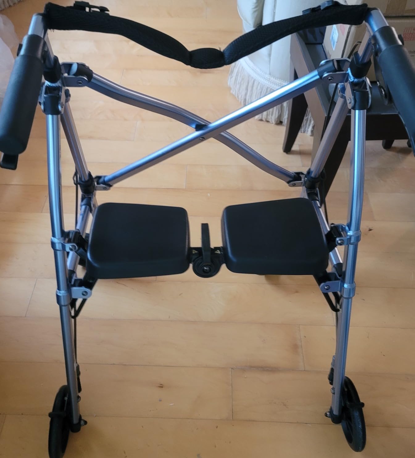 Stander Space Saver Rollator, Lightweight Folding Rolling Walker with Seat for Seniors & Adults, 4-Wheel Mobility Aid with 6-inch Wheels, Locking Brakes & Padded Seat with Backrest, Cobalt Blue customer photo 2