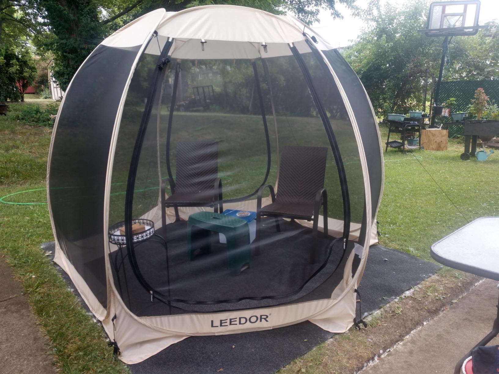 LEEDOR Pop Up Screen House, 6-10-15 Person Outdoor Screen Tent,Camping Screen Room with Carry Bag, Screened Gazebo with Mosquito Netting, Instant UV Resistant Sun Shelter for Garden, Patio, Backyard customer photo 2