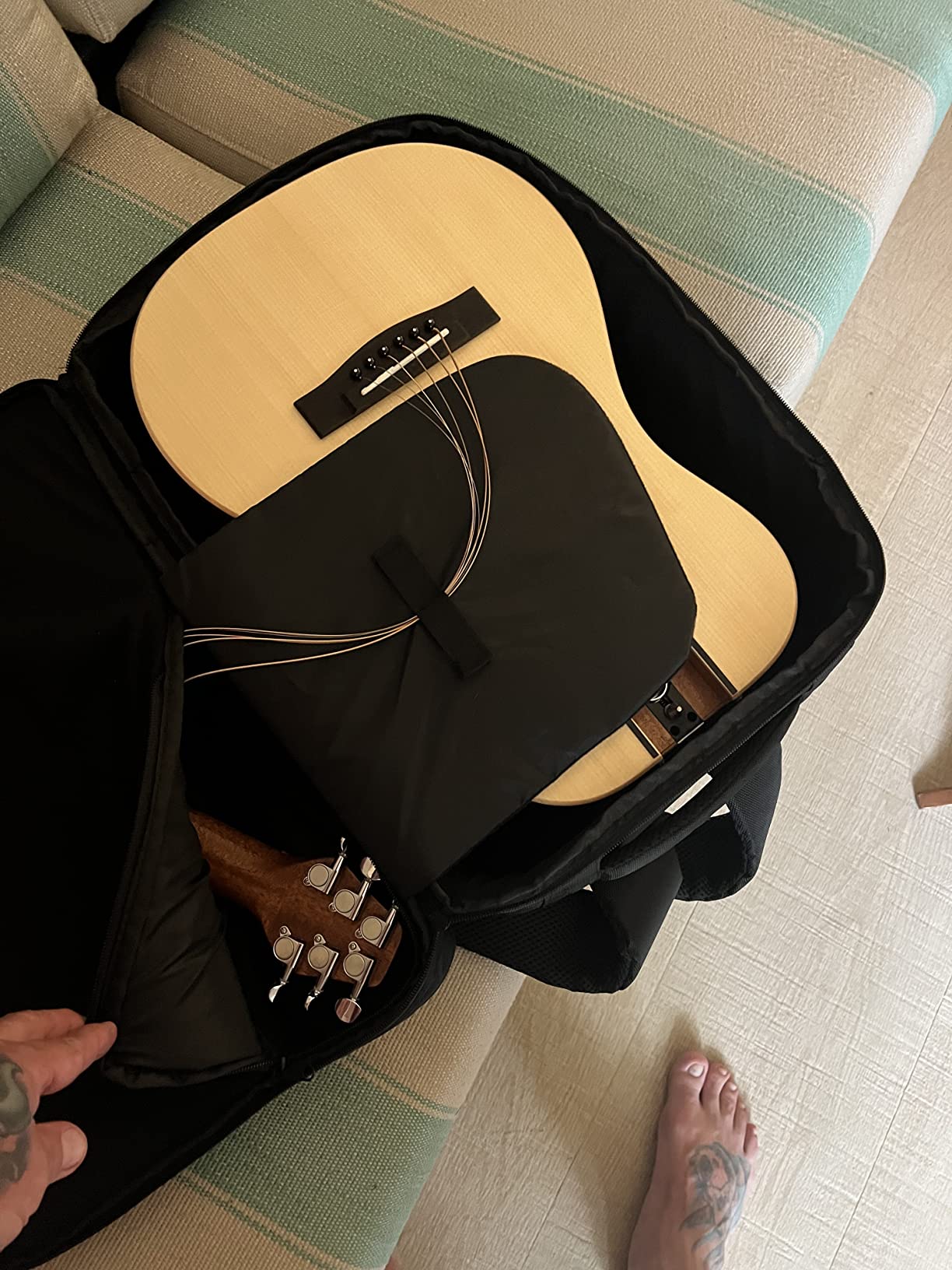 Journey Instruments Solid Sitka Acoustic Collapsible Travel Guitar PJ410N | Traveling Acoustic Guitar with Collapsible Patented System, Portable Backpack Case (African Mahogany) customer photo 1