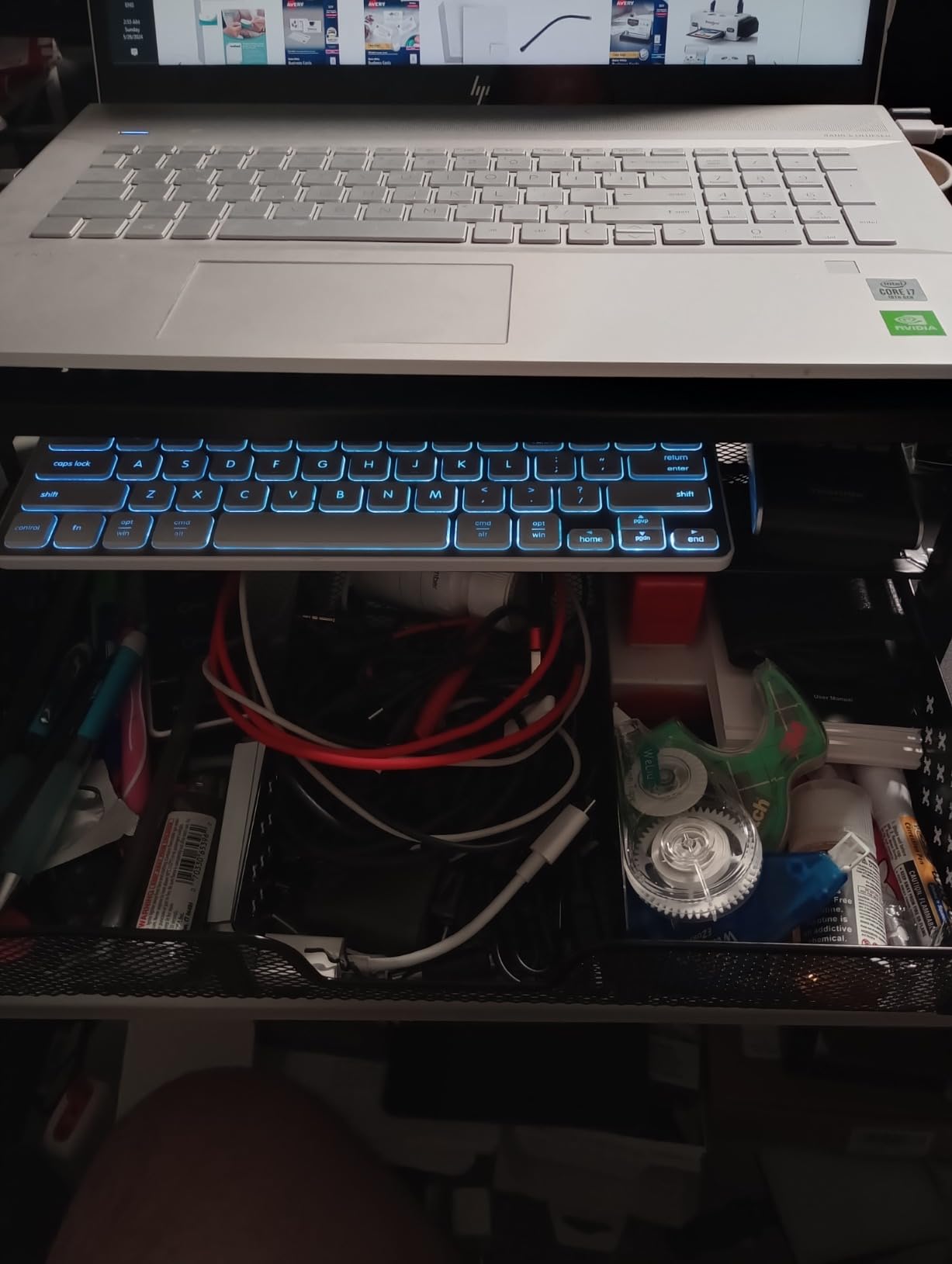 Simple Trending Monitor Stand with Drawer, 2-Tier Laptop Stand, Black customer photo 2