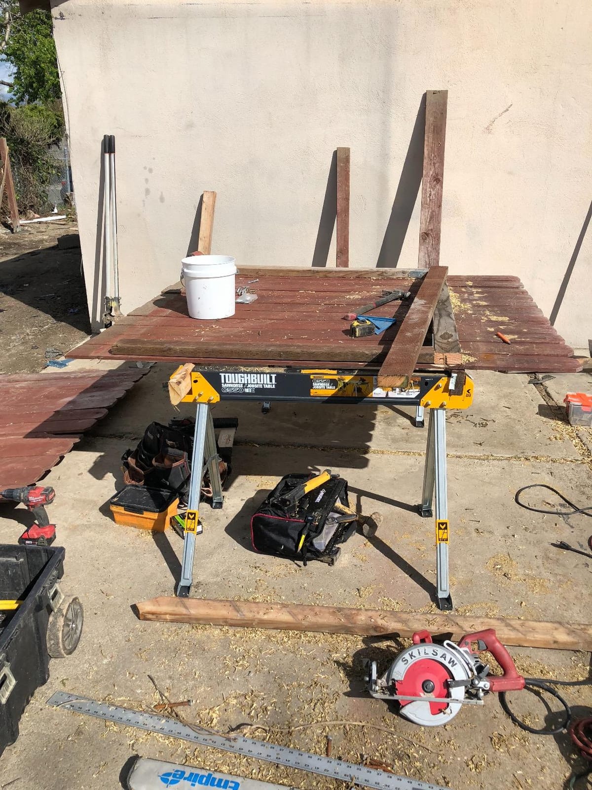 ToughBuilt - Folding Sawhorses, Adjustable Work Support, TB-C300-2 | 2-Pack, 2,600 Lb. Capacity, Heavy-Duty Steel Construction, Adjustable 2x4 Support, Folding Design, Portable Jobsite Use customer photo 1