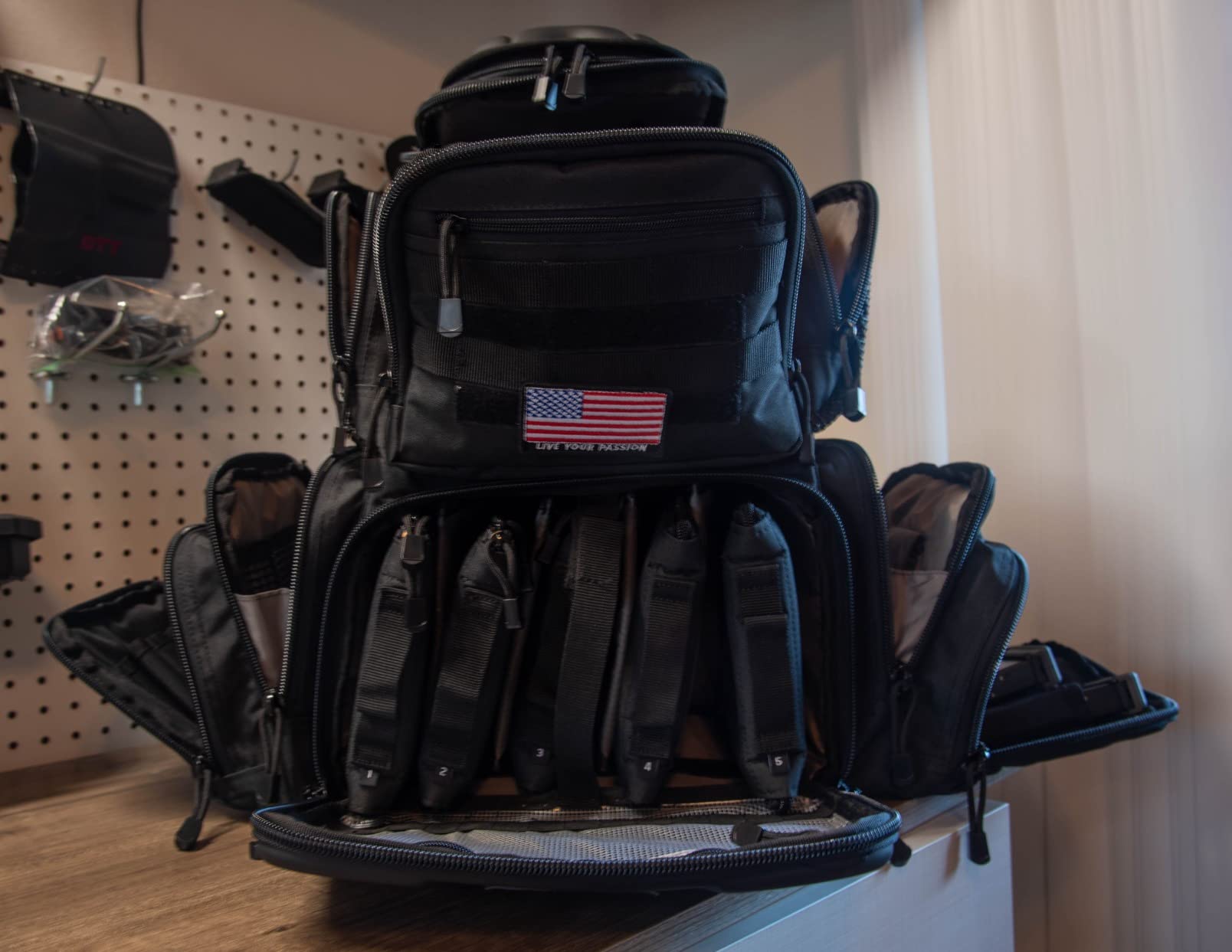TIDEWE Tactical Range Backpack for Handguns, Gun Range Bag, Black | 5 Pistol Cases, 6 Magazine Slots, Large Capacity, Durable Build, Organized Compartments, MOLLE System, Rain Cover customer photo 1