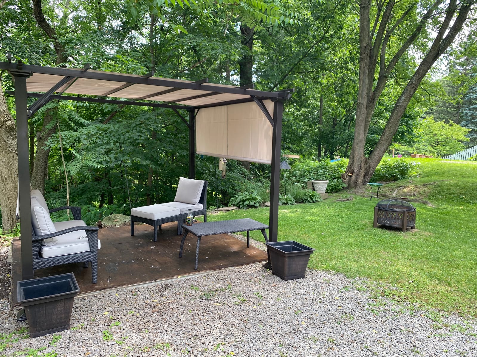 Tangkula 10x10FT Outdoor Patio Shade Structure, Steel Pergola with Retractable Canopy Shades, Rustproof Metal for Patio, Backyard, Garden (Beige) customer photo 2