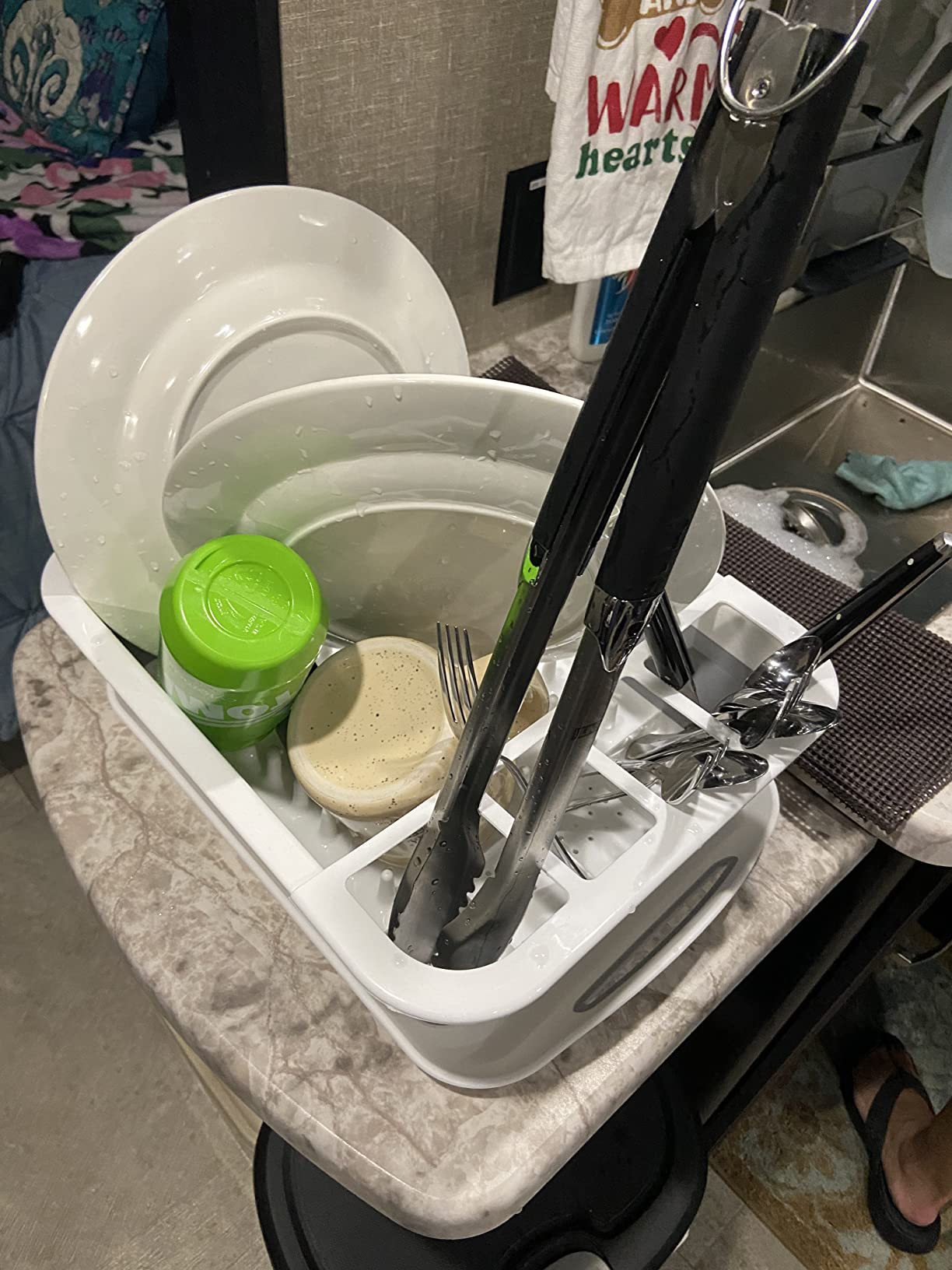 Dish Drying Rack Collapsible Dish Drying Rack Portable Dinnerware Drainer Organizer for Kitchen RV Campers Travel Trailers Space Saving Kitchen Storage Rack Tray Camper Must Haves customer photo 1