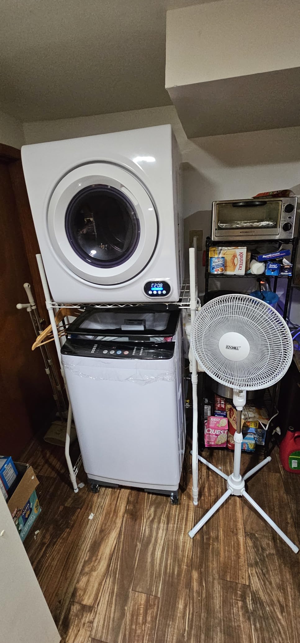 Euhomy Compact Laundry Dryer, 3.5 cu ft Front Load Stainless Steel Clothes Dryers With Exhaust Pipe, 1500W, LCD Control Panel Four-Function Portable Dryer For Apartments, Home, Dorm, White customer photo 2