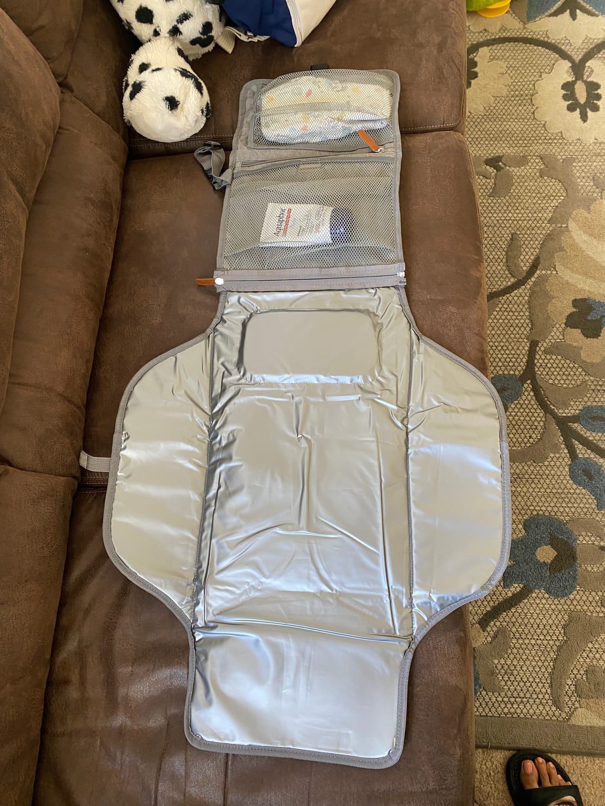 Alatino Portable Diaper Changing Pad, Wipe Clean, Large 25x22, Grey | Cushioned With Built-In Pillow, Waterproof, Lightweight & Compact For Travel, Car & On-The-Go Changes customer photo 2