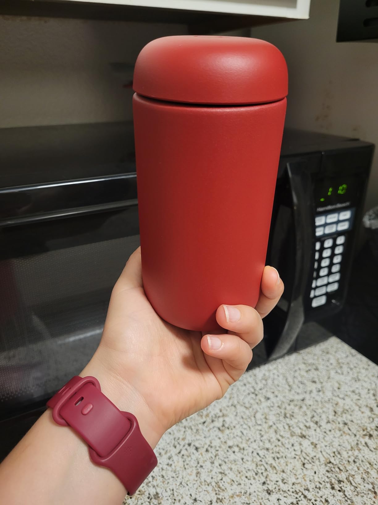 Fellow 12 oz Carter Move Travel Mug - Vacuum-Insulated Stainless Steel Travel Coffee Mug - Coffee Tumbler with Ceramic Interior and Splash Guard - Cargo Green customer photo 2