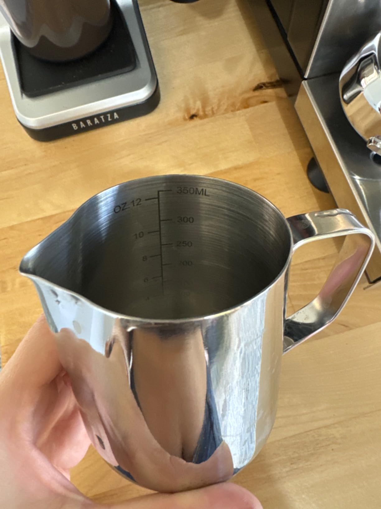 Saiveina Milk Frothing Pitcher, 12oz Milk Frother Cup Stainless Steel customer photo 2