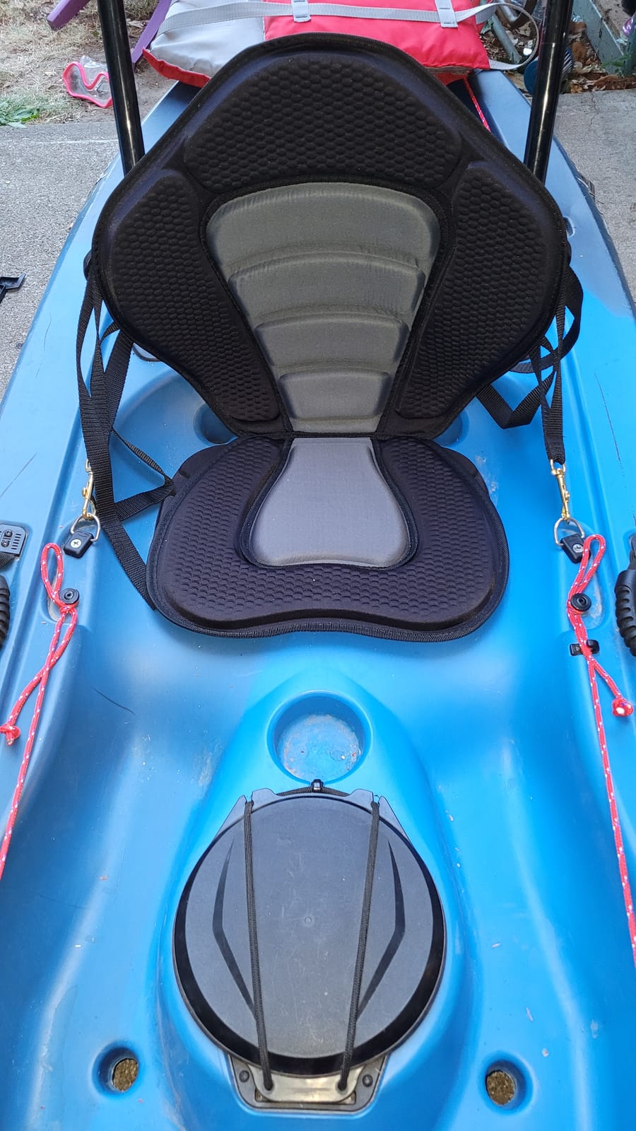 Kayak Seat Deluxe Padded Fishing Boat Seat Deluxe Sit-On-Top Canoe Seat Cushioned - Comfortable Backrest Support Universal Sit with Adjustable Back Strap Detachable Storage Bag customer photo 1
