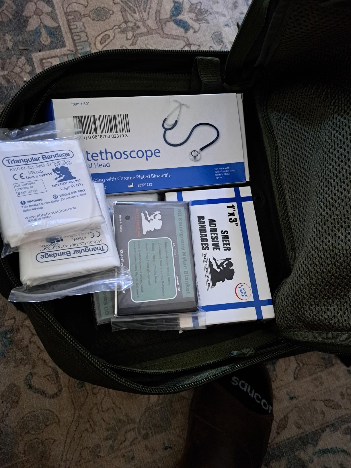 Luminary Stomp Medical Backpack Fully Stocked First Aid Kit, Red | Over 500 first aid supplies. Opens flat. MOLLE webbing, YKK zippers, padded straps customer photo 1