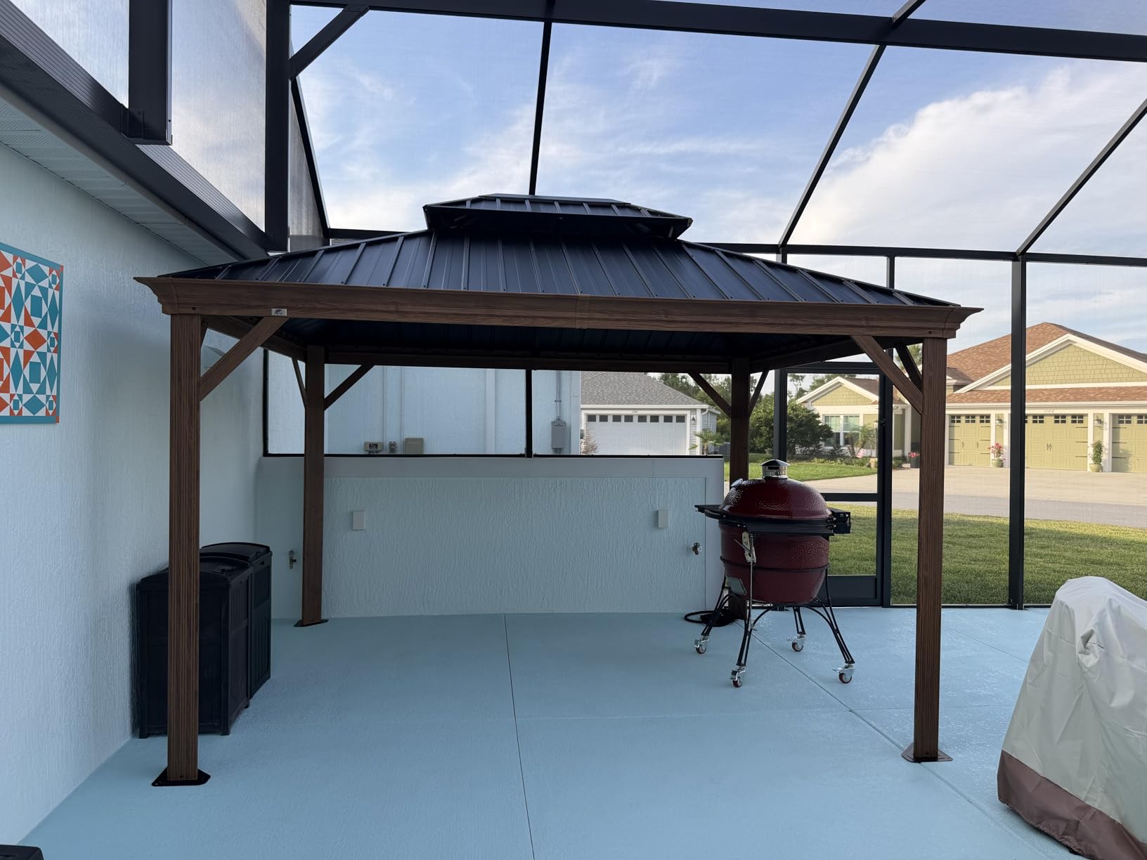 PURPLE LEAF Outdoor Gazebo 10' x 14' with Drainage System, Wood Grain Frame customer photo 1