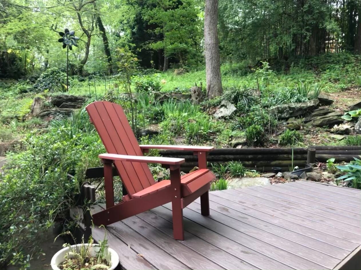 Flash Furniture Charlestown Poly Resin Adirondack Chair - Teak - All Weather - Indoor/Outdoor - Set of 2 customer photo 1