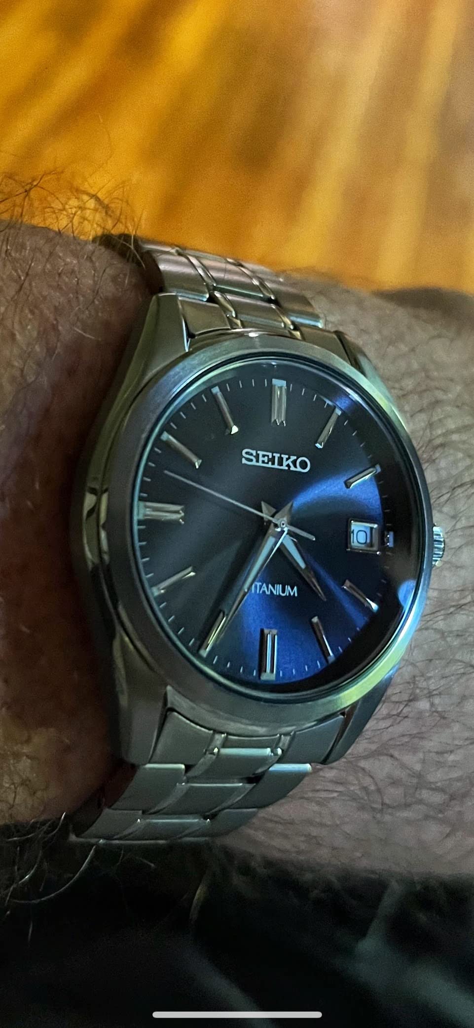 Seiko SUR373 Watch for Men - Essentials - Blue Dial with Sunray Finish, Date Calendar, Titanium Case & Bracelet, Sapphire Crystal, and 100m Water Resistant customer photo 2