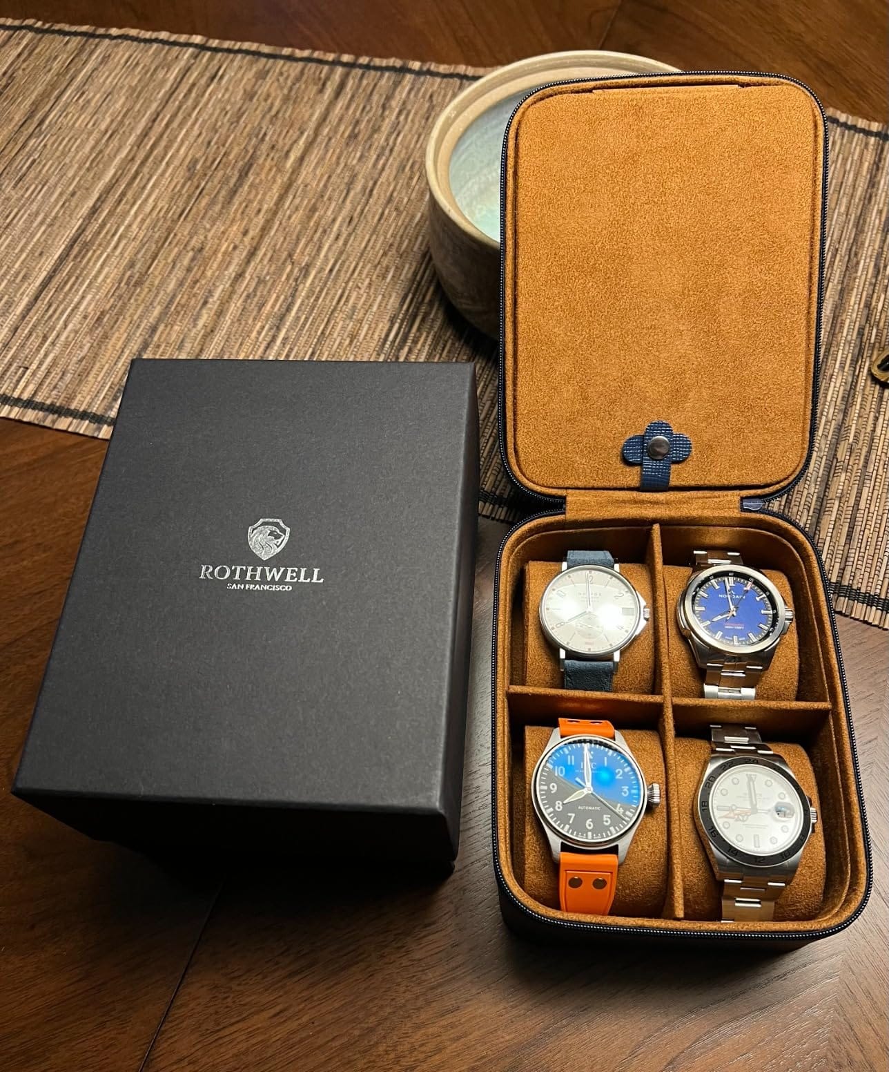 ROTHWELL 5 Watch Travel Case Storage Organizer for 5 Watches, Tough Portable Protection w/Zipper Fits All Wristwatches & Smart Watches Up to 50mm (Black/Grey) customer photo 2