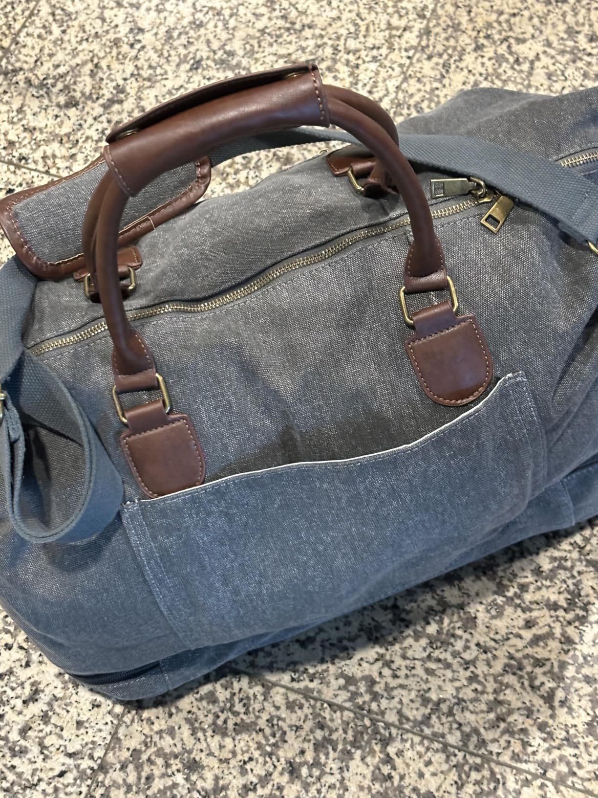 MyMealivos Canvas Weekender Bag Travel Duffel Shoe Compartment Overnight customer photo 2