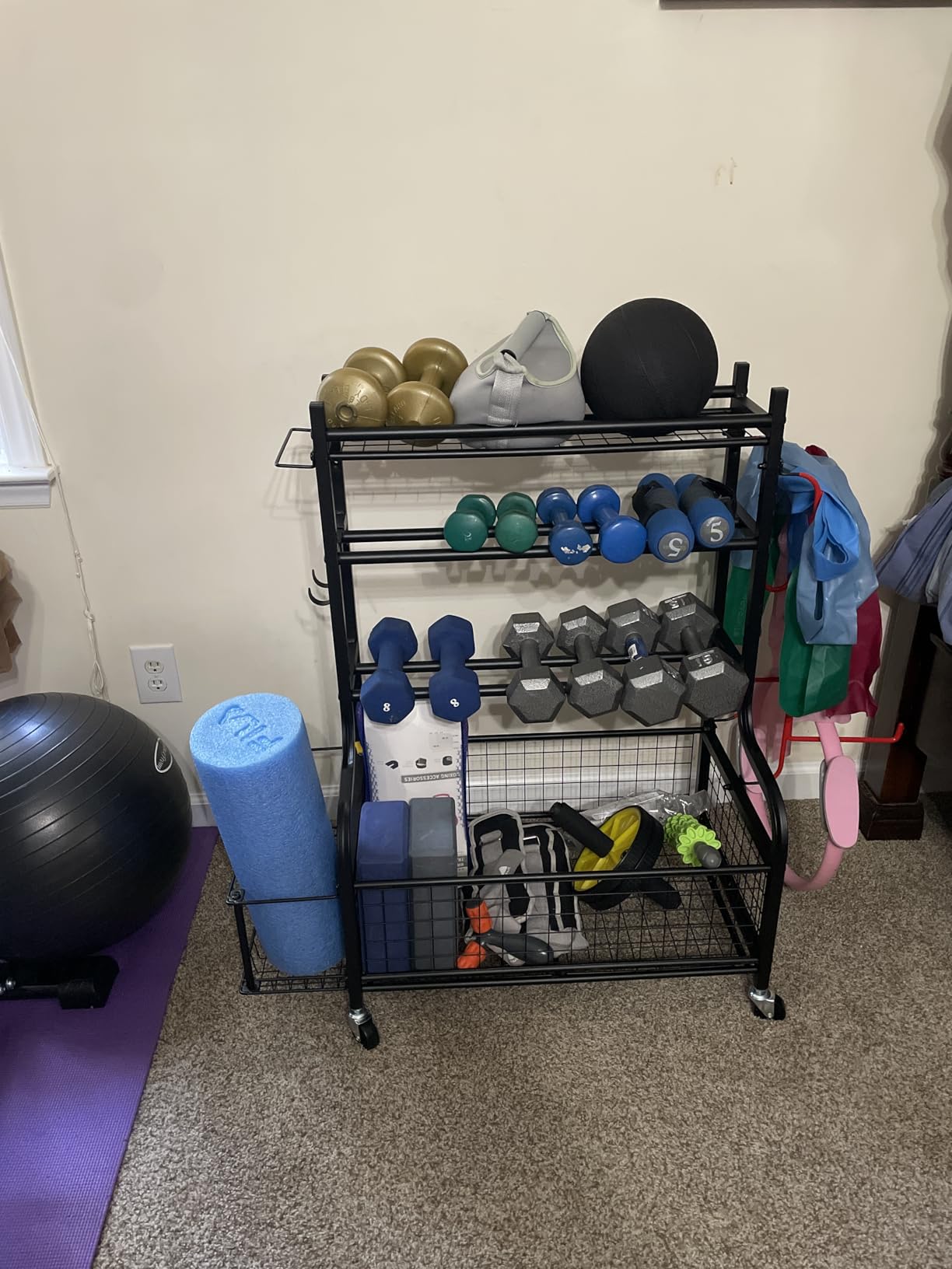 PLKOW Dumbbell Rack, Weight Rack for Home Gym Storage with Wheels and Hooks customer photo 1