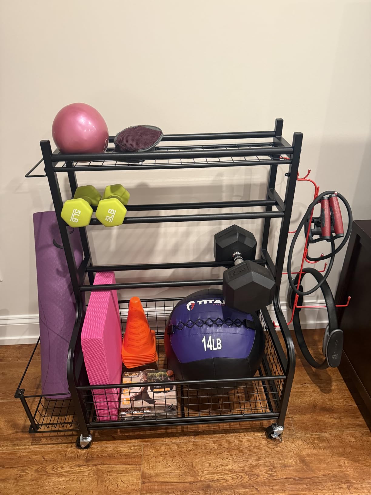 PLKOW Dumbbell Rack, Weight Rack for Home Gym Storage with Wheels and Hooks customer photo 2