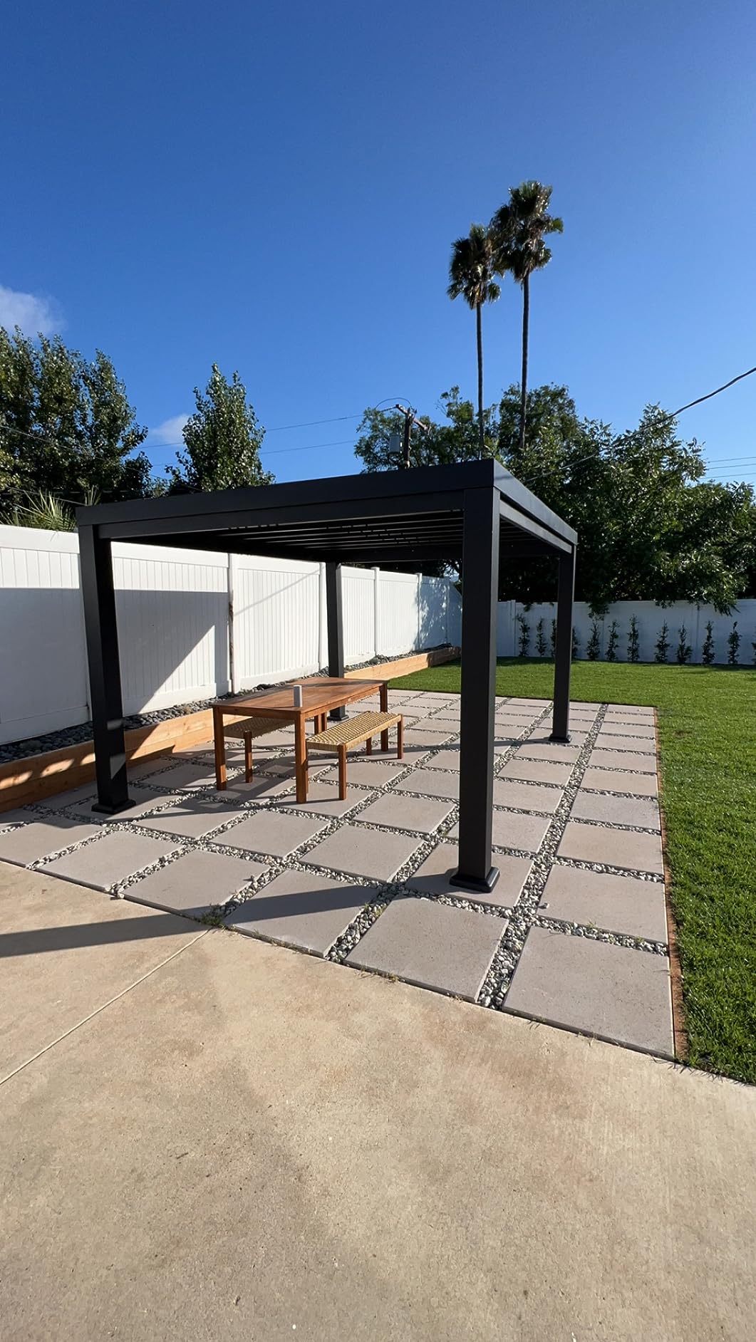 Backyard Discovery Windham 14' x 12' Modern Galvanized Steel Pergola Kit with Shade Sail Canopy, All-Season Durability, PowerPort, High-Wind Rating for Outdoor Patio, Garden, Deck, Entertaining customer photo 1