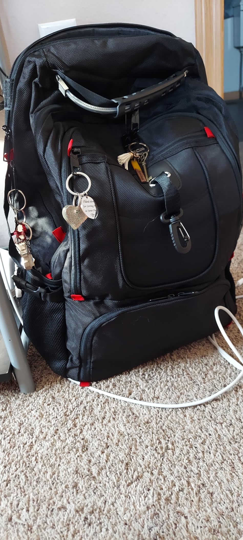 Travel Business Laptop Backpack for 18.4in PC with Shoe Compartment USB Charging Port,Sport Gym Bag for College Hiking Camping,Waterproof School Bookbag for Men Women Boys,Black customer photo 2