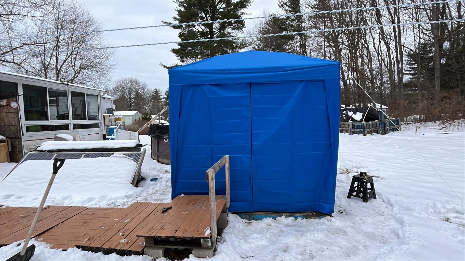Yaheetech 10x10 Pop Up Canopy Tent with 4 Removable Sidewalls, Blue customer photo 1