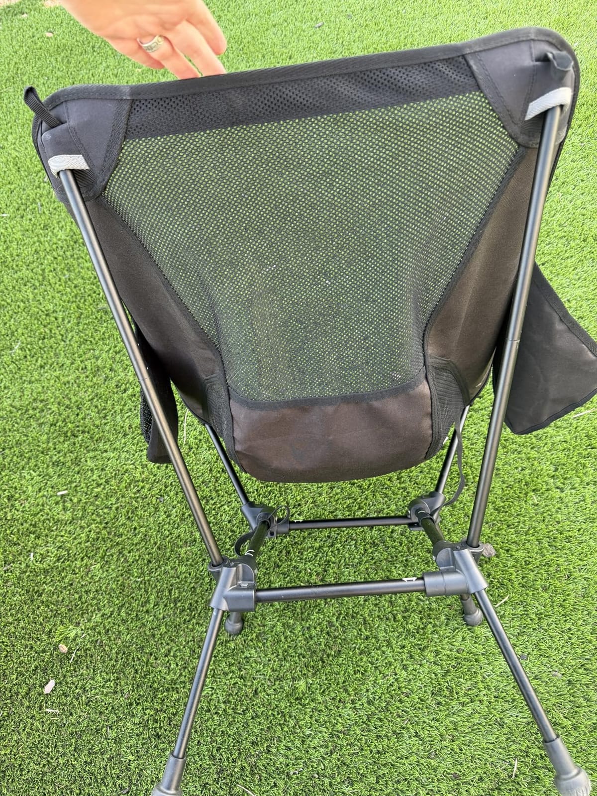 iClimb Ultralight Compact Folding Anti-Sinking Chair, Black | Anti-Sinking Large Feet, Aluminum Square Frame, with Carry Bag and Back Support Webbing, for Camping Beach Backpacking customer photo 1
