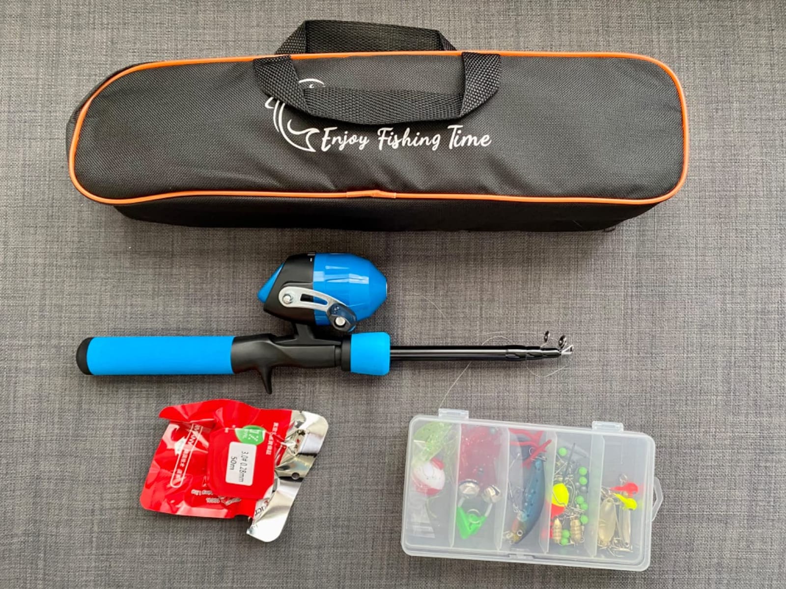 Kids Fishing Pole Kit, 59'' Telescopic Rod and Reel Beginner Combo with Spincast Reel,Tackle Box, Carrier Bag,Fishing Gear for Boys,Girls, Toddler,Youth customer photo 2