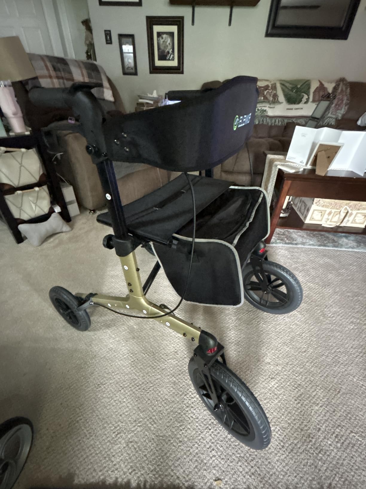 ELENKER All-Terrain Rollator Walker with Non-Pneumatic Tire 12” Front Wheels, Compact Folding Design for Seniors, Red customer photo 1