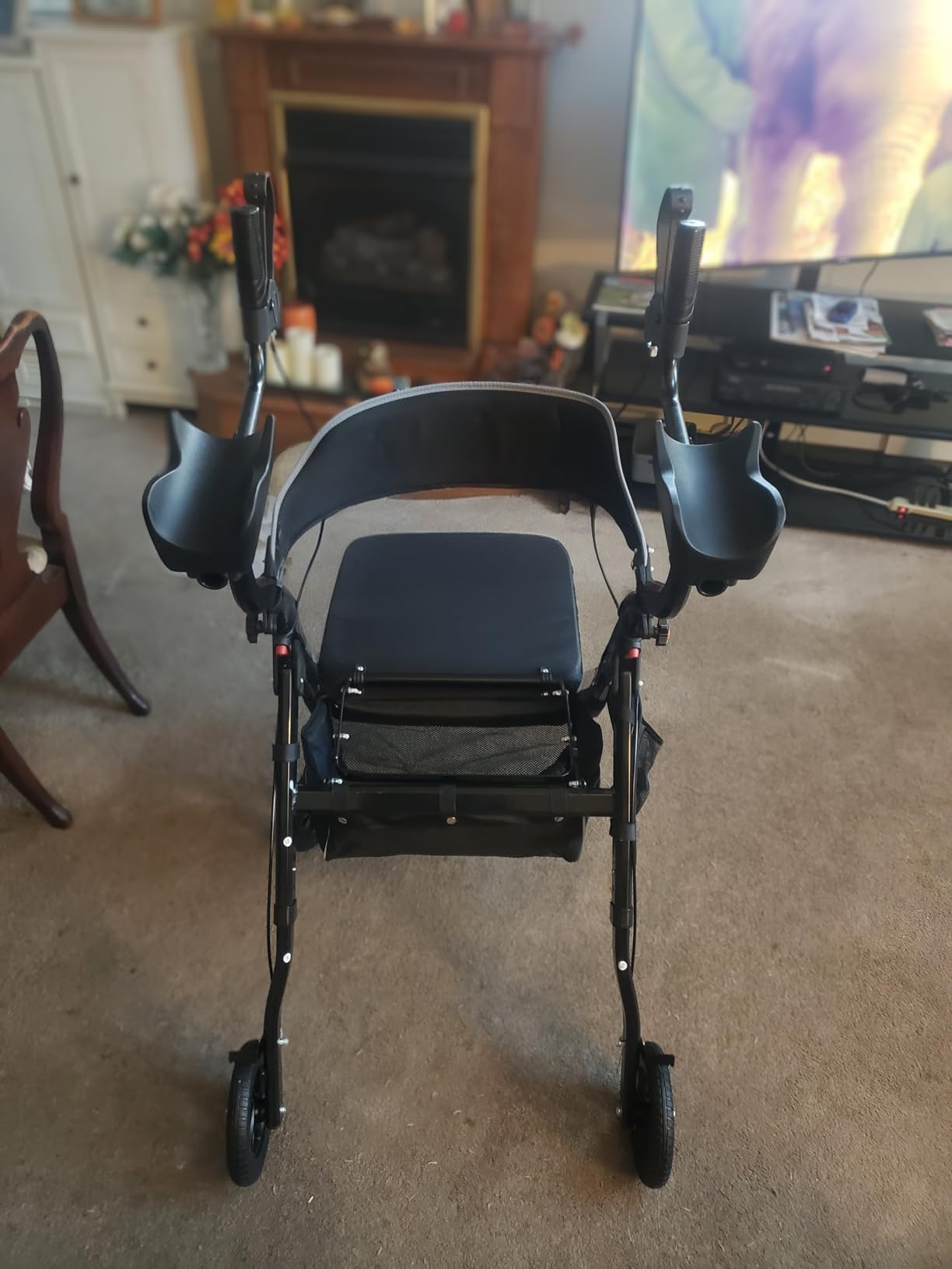 BlessReach Heavy Duty Upright Rollator Walker for Seniors with Seat, Blue customer photo 1